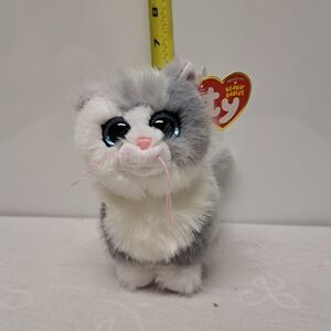 Ty Plush Gray & White Kitten with Blue Eyes